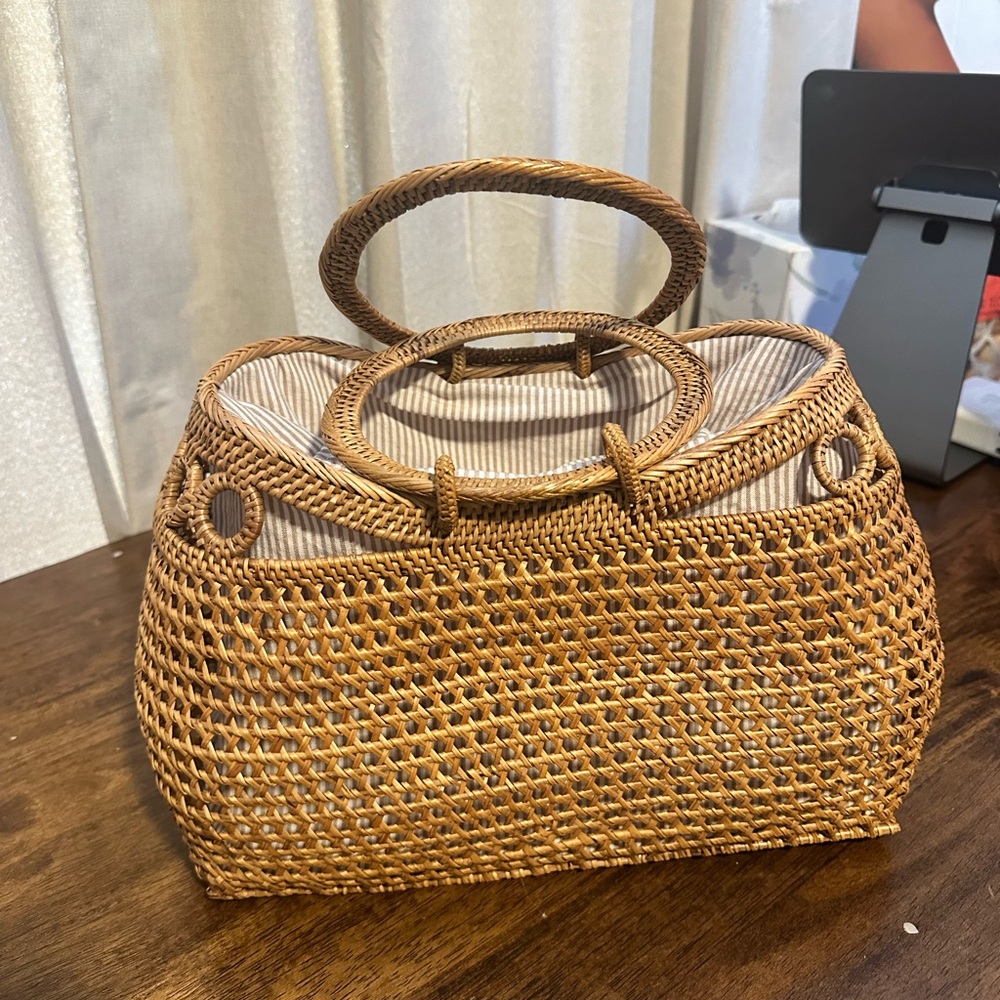 Anthropologie Brown Woven Tote - Picture 2 of 4